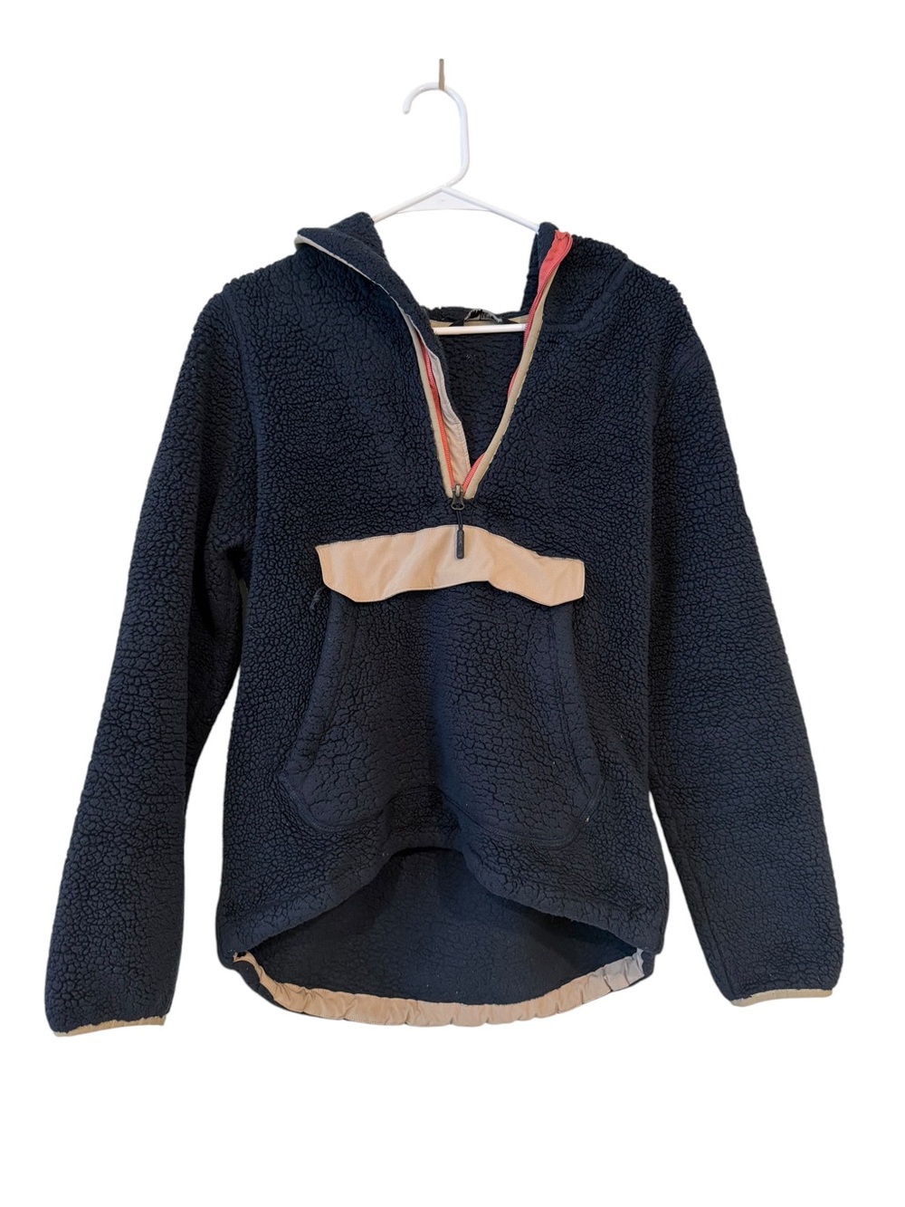 Womens north face Navy Sherpa Pullover Jacket with Tan Accents
